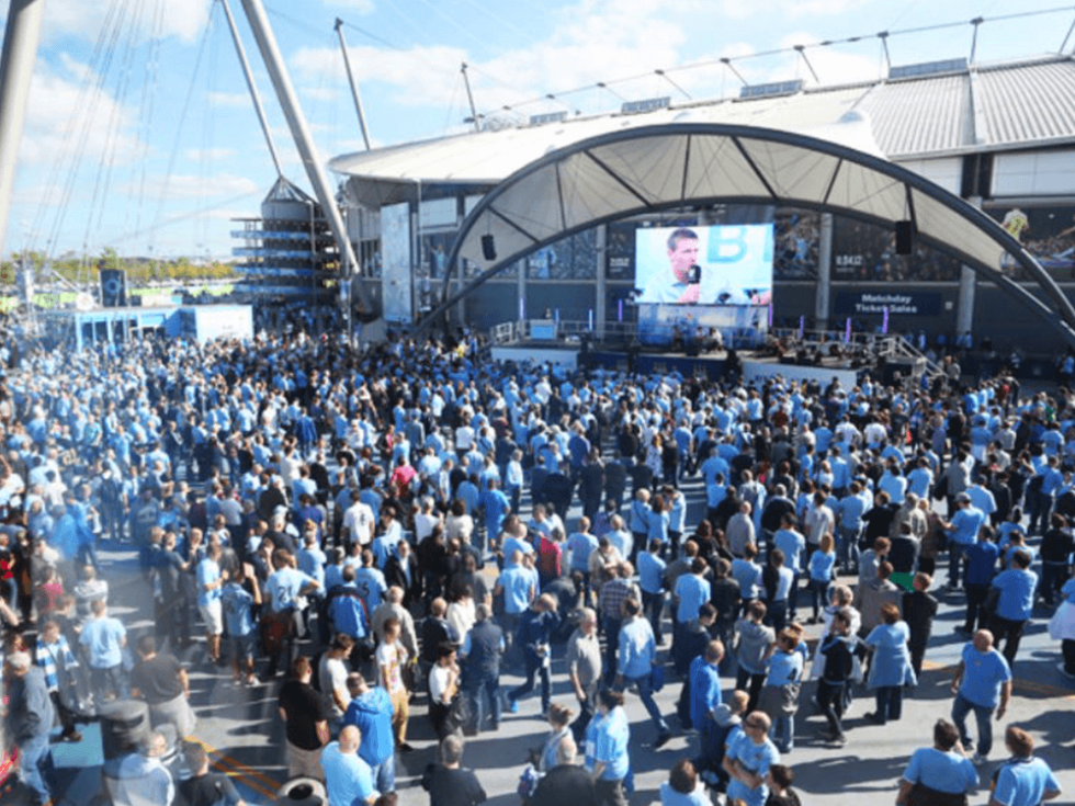 Fans outside the Etihad Stadium